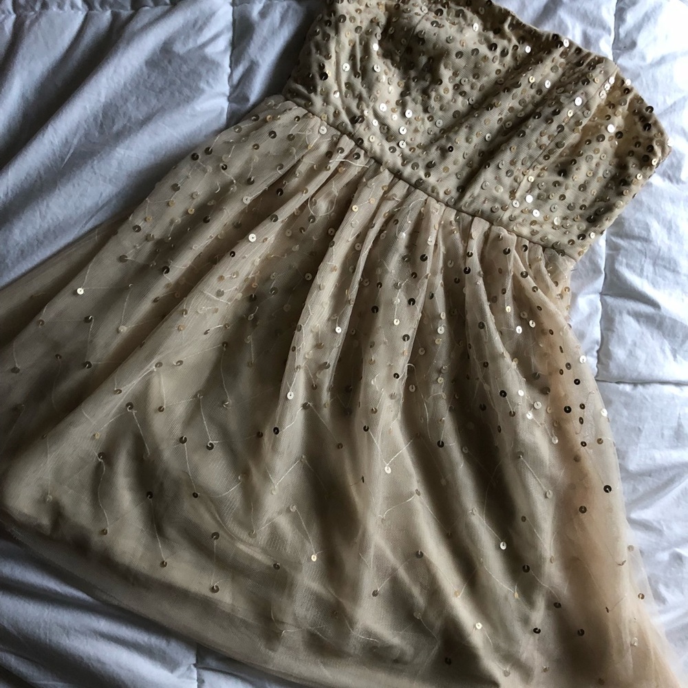 Gold Strapless Dress from Forever 21